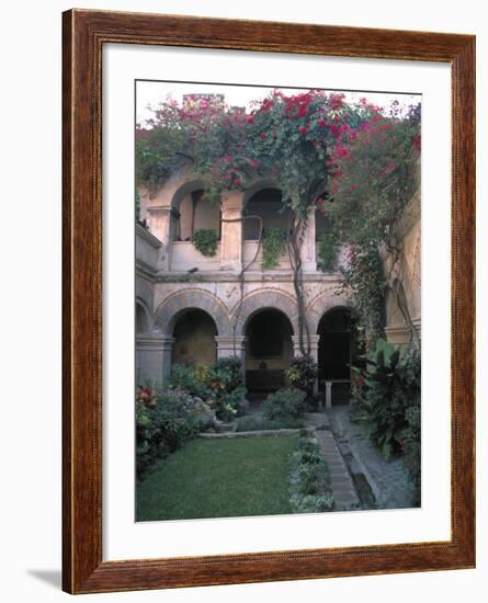 Courtyard of the Camino Real Oaxaca Hotel, Bougainvillea and Garden, Mexico-Judith Haden-Framed Photographic Print