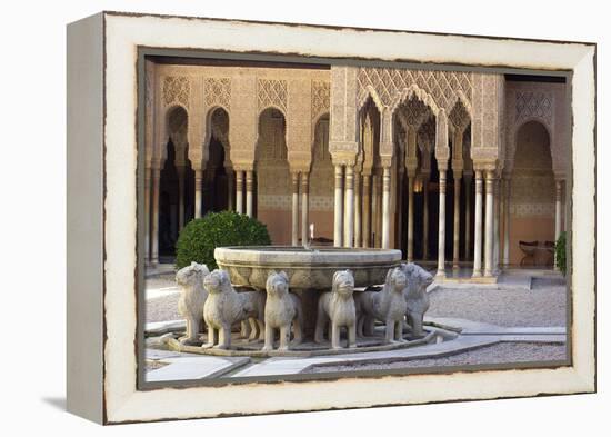 Courtyard of the Lions in the Alhambra, a Medieval Moorish City, Granada, Spain-null-Framed Premier Image Canvas