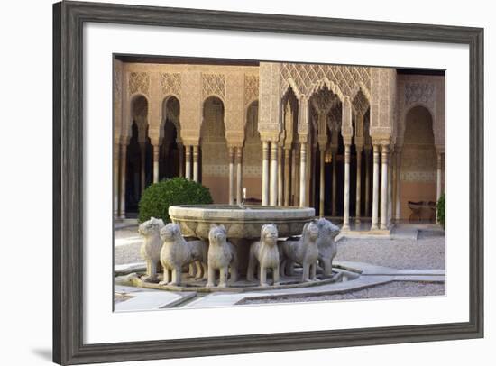 Courtyard of the Lions in the Alhambra, a Medieval Moorish City, Granada, Spain-null-Framed Photographic Print