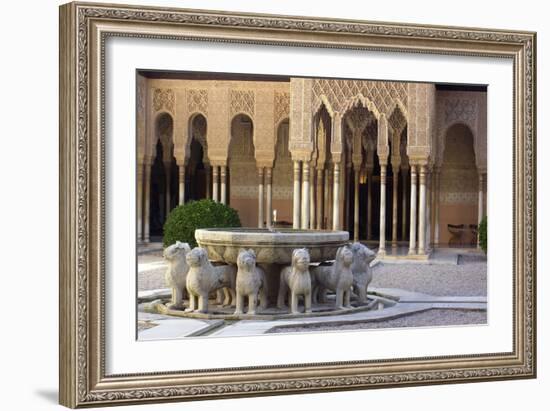 Courtyard of the Lions in the Alhambra, a Medieval Moorish City, Granada, Spain-null-Framed Photographic Print