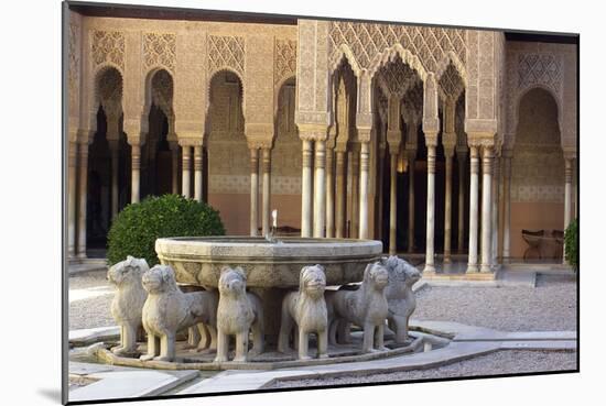 Courtyard of the Lions in the Alhambra, a Medieval Moorish City, Granada, Spain-null-Mounted Photographic Print