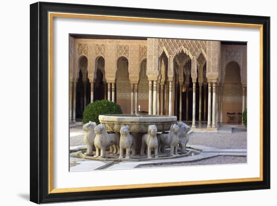 Courtyard of the Lions in the Alhambra, a Medieval Moorish City, Granada, Spain-null-Framed Photographic Print
