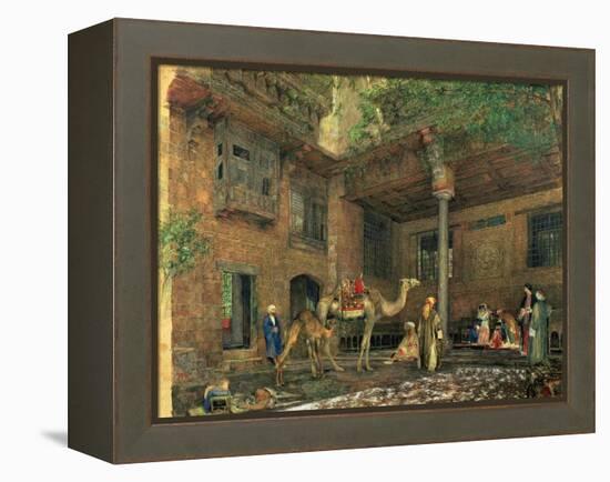 Courtyard of the Painter's House, Cairo, C.1851 (W/C & Gouache on Paper)-John Frederick Lewis-Framed Premier Image Canvas