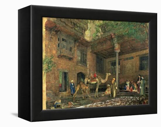 Courtyard of the Painter's House, Cairo, C.1851 (W/C & Gouache on Paper)-John Frederick Lewis-Framed Premier Image Canvas