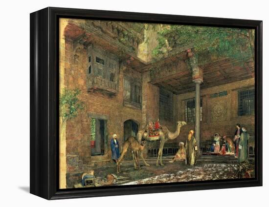 Courtyard of the Painter's House, Cairo, C.1851 (W/C & Gouache on Paper)-John Frederick Lewis-Framed Premier Image Canvas