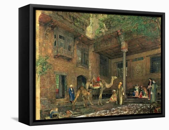 Courtyard of the Painter's House, Cairo, C.1851 (W/C & Gouache on Paper)-John Frederick Lewis-Framed Premier Image Canvas