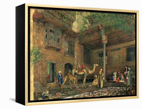 Courtyard of the Painter's House, Cairo, C.1851 (W/C & Gouache on Paper)-John Frederick Lewis-Framed Premier Image Canvas