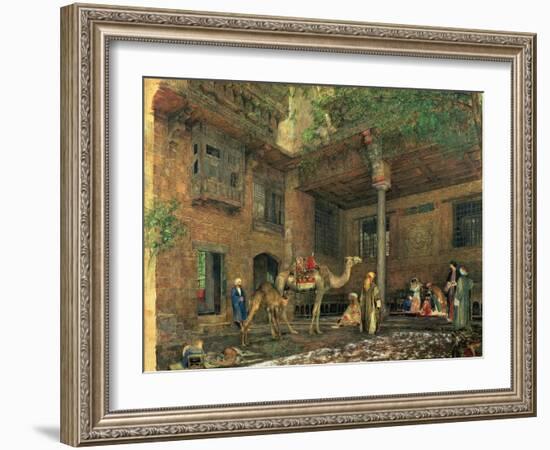 Courtyard of the Painter's House, Cairo, C.1851 (W/C & Gouache on Paper)-John Frederick Lewis-Framed Giclee Print