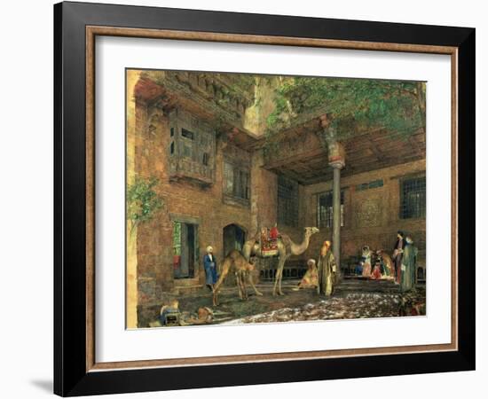 Courtyard of the Painter's House, Cairo, C.1851 (W/C & Gouache on Paper)-John Frederick Lewis-Framed Giclee Print