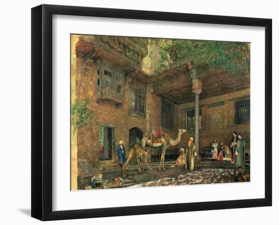 Courtyard of the Painter's House, Cairo, C.1851 (W/C & Gouache on Paper)-John Frederick Lewis-Framed Giclee Print