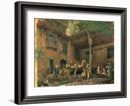 Courtyard of the Painter's House, Cairo, C.1851 (W/C & Gouache on Paper)-John Frederick Lewis-Framed Giclee Print