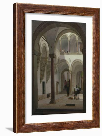 Courtyard of the Palazzo Fava, Bologna, 1874 (Oil on Canvas)-Heinrich Hansen-Framed Giclee Print