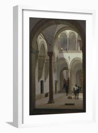 Courtyard of the Palazzo Fava, Bologna, 1874 (Oil on Canvas)-Heinrich Hansen-Framed Giclee Print