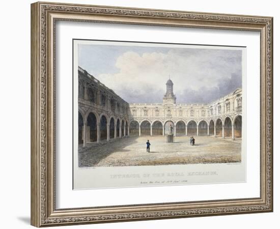 Courtyard of the Royal Exchange, City of London, 1838-Charles Bigot-Framed Giclee Print