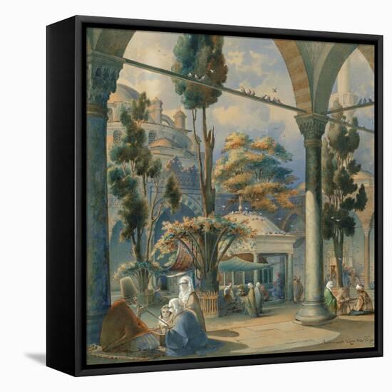 Courtyard of the Sultan Bayezid Mosque in Constantinople-Amedeo Preziosi-Framed Premier Image Canvas