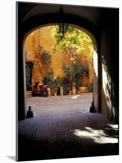 Courtyard Plants and Motorcycle, Rome, Italy-Merrill Images-Mounted Photographic Print