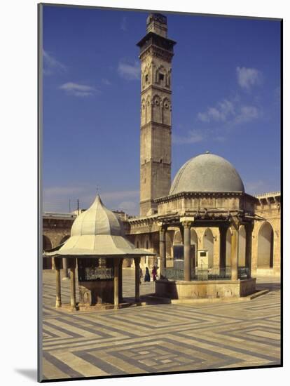 Courtyard with Fountains and Minaret Beyond, Jami'A Zaqarieh Grand Mosque, Aleppo, Syria-Eitan Simanor-Mounted Photographic Print