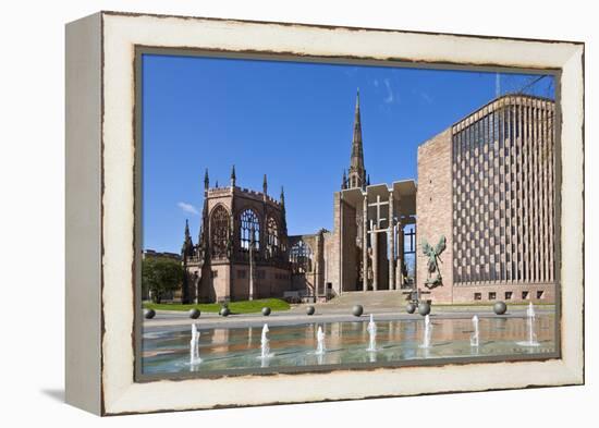 Coventry Old Cathedral Shell and New Modern Cathedral, Coventry, West Midlands, England, UK-Neale Clark-Framed Premier Image Canvas