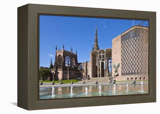 Coventry Old Cathedral Shell and New Modern Cathedral, Coventry, West Midlands, England, UK-Neale Clark-Framed Premier Image Canvas