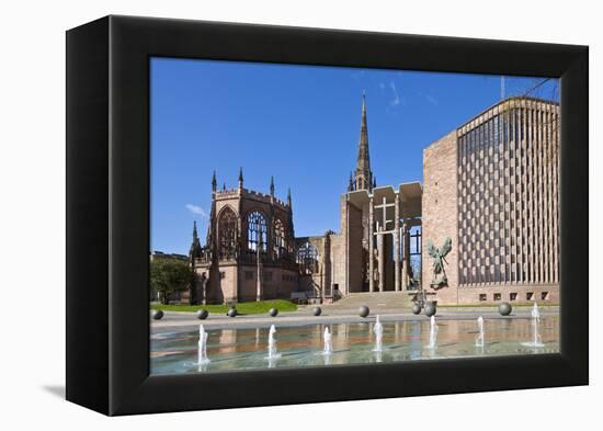 Coventry Old Cathedral Shell and New Modern Cathedral, Coventry, West Midlands, England, UK-Neale Clark-Framed Premier Image Canvas