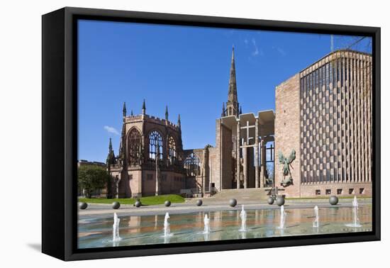 Coventry Old Cathedral Shell and New Modern Cathedral, Coventry, West Midlands, England, UK-Neale Clark-Framed Premier Image Canvas