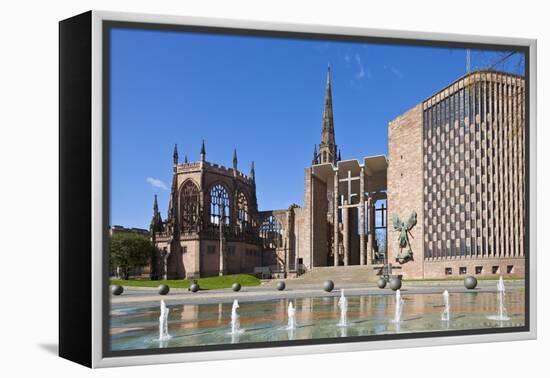 Coventry Old Cathedral Shell and New Modern Cathedral, Coventry, West Midlands, England, UK-Neale Clark-Framed Premier Image Canvas