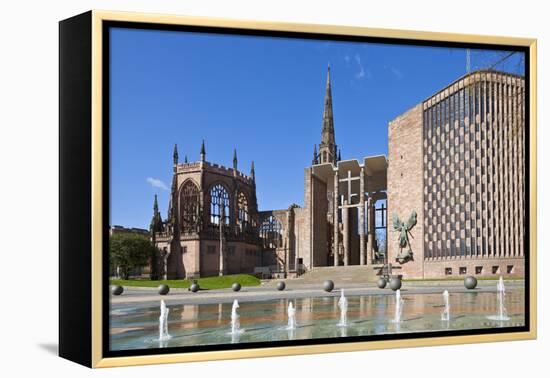 Coventry Old Cathedral Shell and New Modern Cathedral, Coventry, West Midlands, England, UK-Neale Clark-Framed Premier Image Canvas