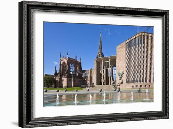 Coventry Old Cathedral Shell and New Modern Cathedral, Coventry, West Midlands, England, UK-Neale Clark-Framed Photographic Print