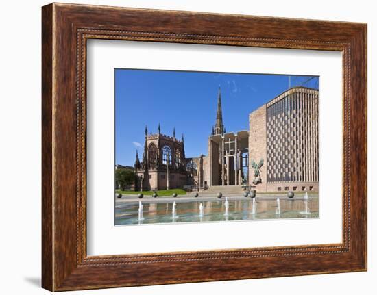 Coventry Old Cathedral Shell and New Modern Cathedral, Coventry, West Midlands, England, UK-Neale Clark-Framed Photographic Print