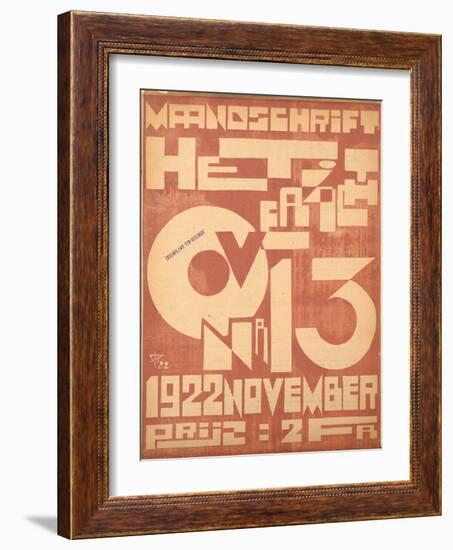 Cover for the November 1922 Issue of the Magazine 'Het Overzicht', 1922-null-Framed Giclee Print