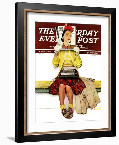 "Cover Girl" Saturday Evening Post Cover, March 1,1941-Norman Rockwell-Framed Giclee Print