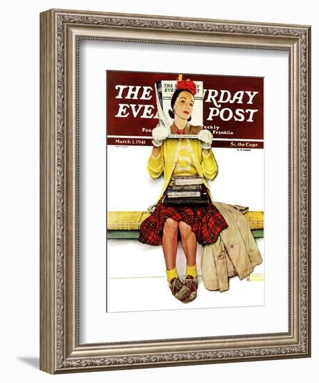 "Cover Girl" Saturday Evening Post Cover, March 1,1941-Norman Rockwell-Framed Giclee Print