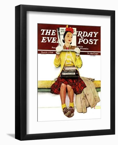 "Cover Girl" Saturday Evening Post Cover, March 1,1941-Norman Rockwell-Framed Giclee Print