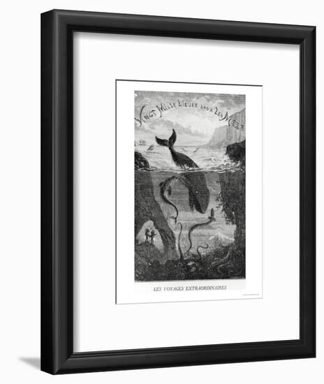 Cover Illustration from "20,000 Leagues under the Sea" by Jules Verne (1828-1905)-?douard Riou-Framed Premium Giclee Print