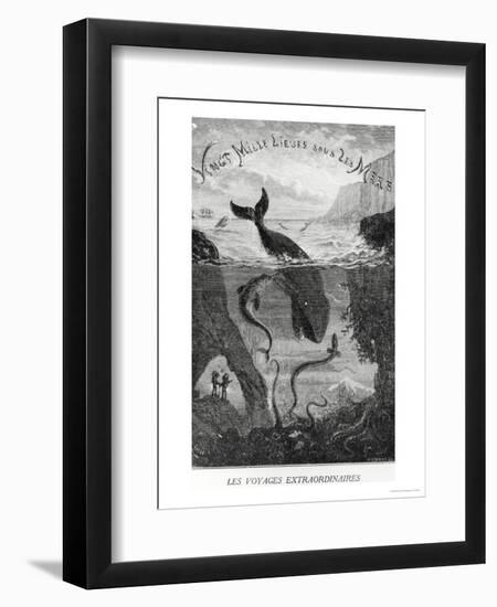 Cover Illustration from "20,000 Leagues under the Sea" by Jules Verne (1828-1905)-?douard Riou-Framed Premium Giclee Print