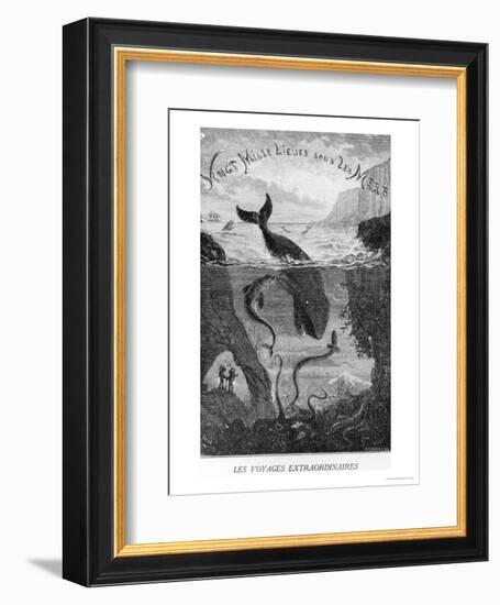 Cover Illustration from "20,000 Leagues under the Sea" by Jules Verne (1828-1905)-?douard Riou-Framed Premium Giclee Print