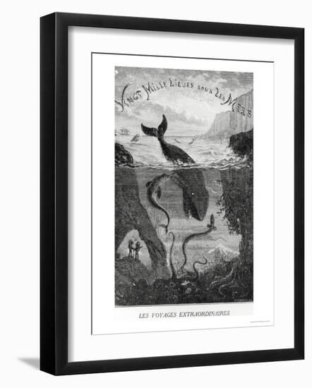 Cover Illustration from "20,000 Leagues under the Sea" by Jules Verne (1828-1905)-?douard Riou-Framed Premium Giclee Print