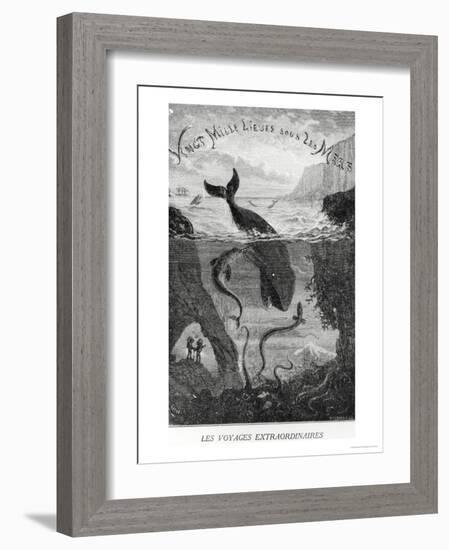 Cover Illustration from "20,000 Leagues under the Sea" by Jules Verne (1828-1905)-?douard Riou-Framed Giclee Print