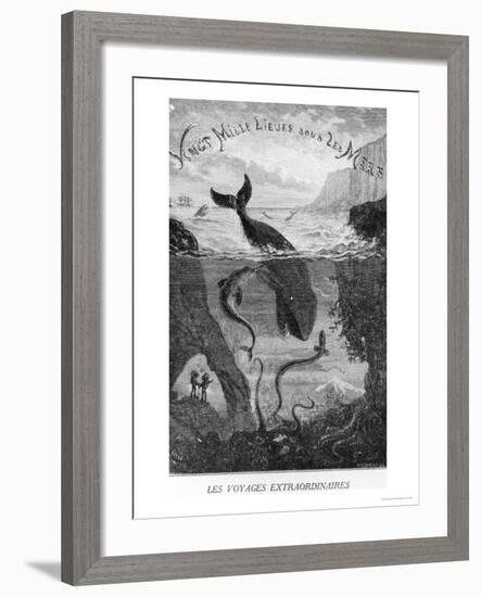 Cover Illustration from "20,000 Leagues under the Sea" by Jules Verne (1828-1905)-?douard Riou-Framed Giclee Print