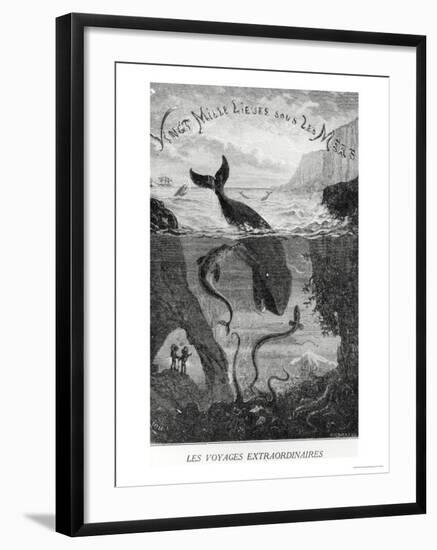 Cover Illustration from "20,000 Leagues under the Sea" by Jules Verne (1828-1905)-?douard Riou-Framed Giclee Print