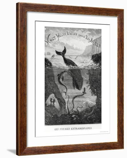 Cover Illustration from "20,000 Leagues under the Sea" by Jules Verne (1828-1905)-?douard Riou-Framed Giclee Print