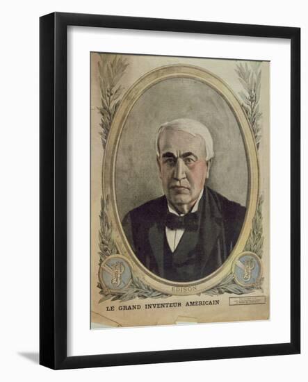 Cover Illustration of 'Le Petit Journal' Depicting Thomas Alva Edison, 1917-French School-Framed Giclee Print