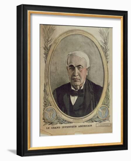 Cover Illustration of 'Le Petit Journal' Depicting Thomas Alva Edison, 1917-French School-Framed Giclee Print