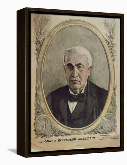 Cover Illustration of 'Le Petit Journal' Depicting Thomas Alva Edison, 1917-French School-Framed Premier Image Canvas