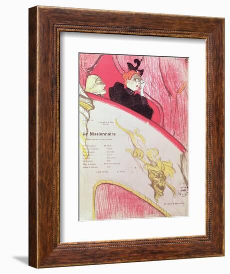 Cover of a Programme for "Le Missionaire" at the Theatre Libre, 1893-94-Henri de Toulouse-Lautrec-Framed Giclee Print