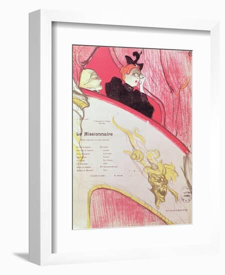 Cover of a Programme for "Le Missionaire" at the Theatre Libre, 1893-94-Henri de Toulouse-Lautrec-Framed Giclee Print