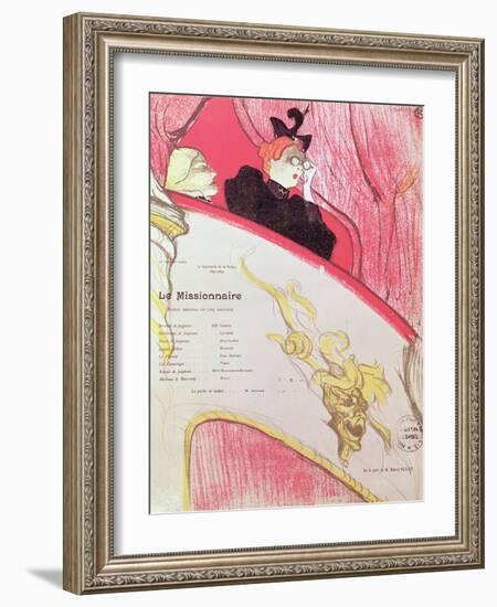 Cover of a Programme for "Le Missionaire" at the Theatre Libre, 1893-94-Henri de Toulouse-Lautrec-Framed Giclee Print