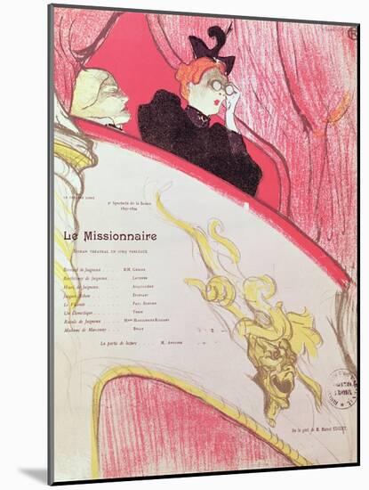 Cover of a Programme for "Le Missionaire" at the Theatre Libre, 1893-94-Henri de Toulouse-Lautrec-Mounted Giclee Print