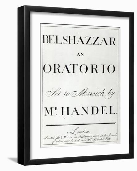 Cover of the score for Belshazzar by Handel, published in 1745-null-Framed Giclee Print