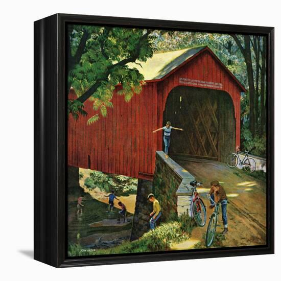 "Covered Bridge", August 14, 1954-John Falter-Framed Premier Image Canvas